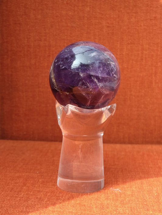 Amethyst Sphere with Faceted Display Stand