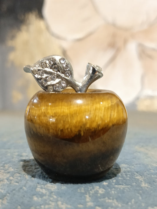 Tiger Eye Crystal Apple Paperweight