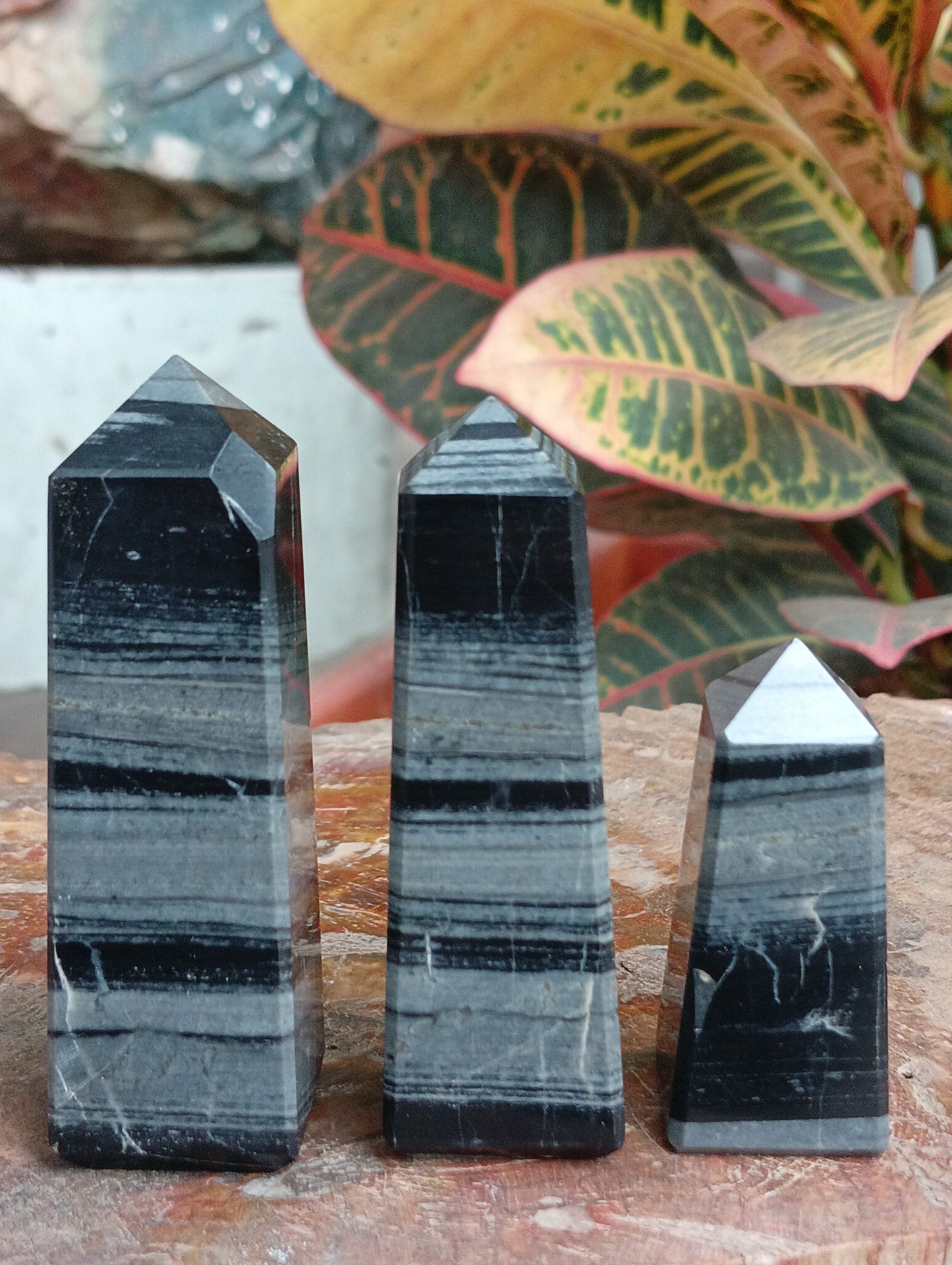 Striking Black & Grey Banded Agate Obelisk (Crystal Tower)