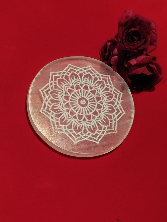 Mandala Selenite Plate