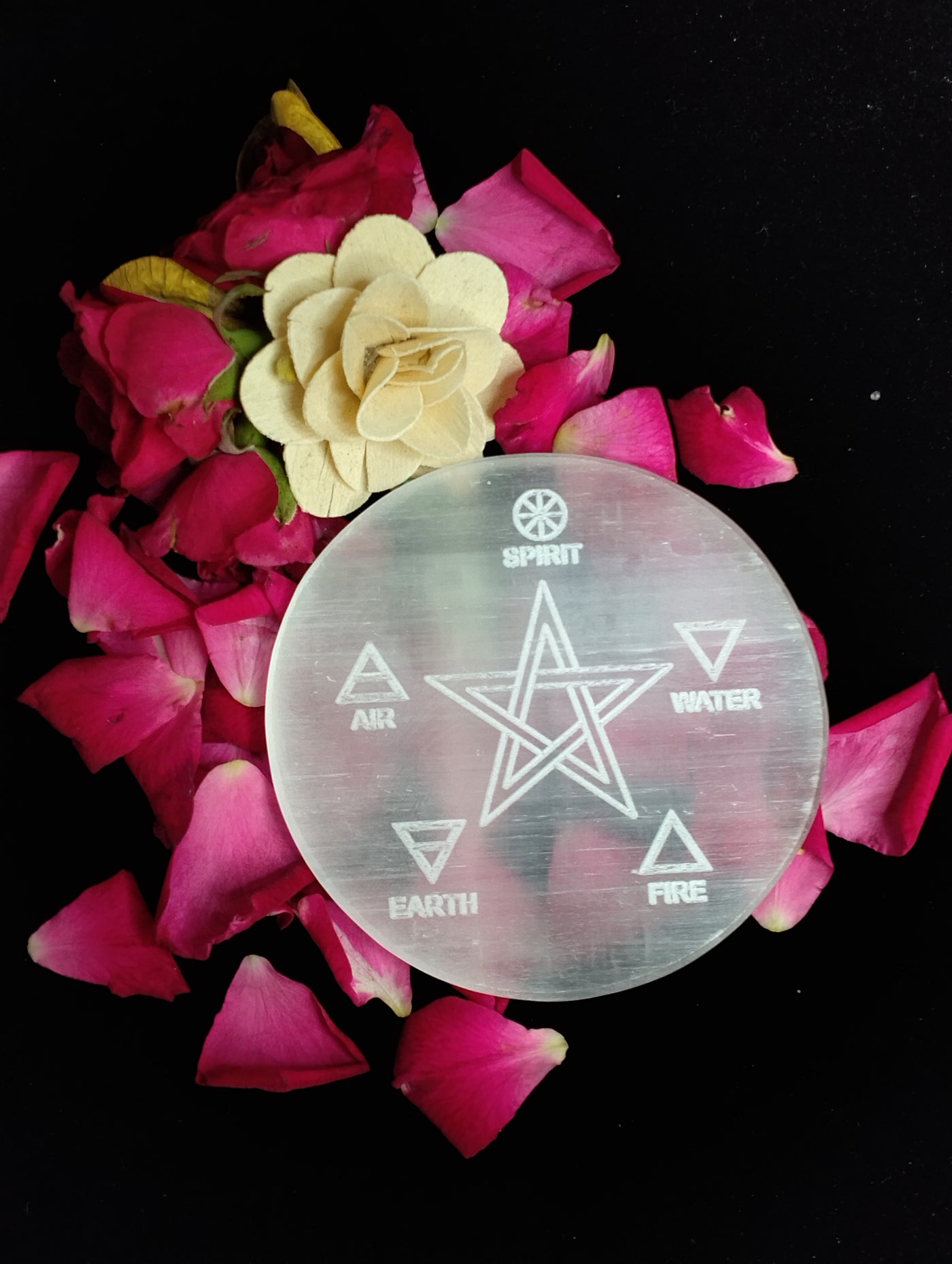 Five Elements Pentacle Selenite Plate