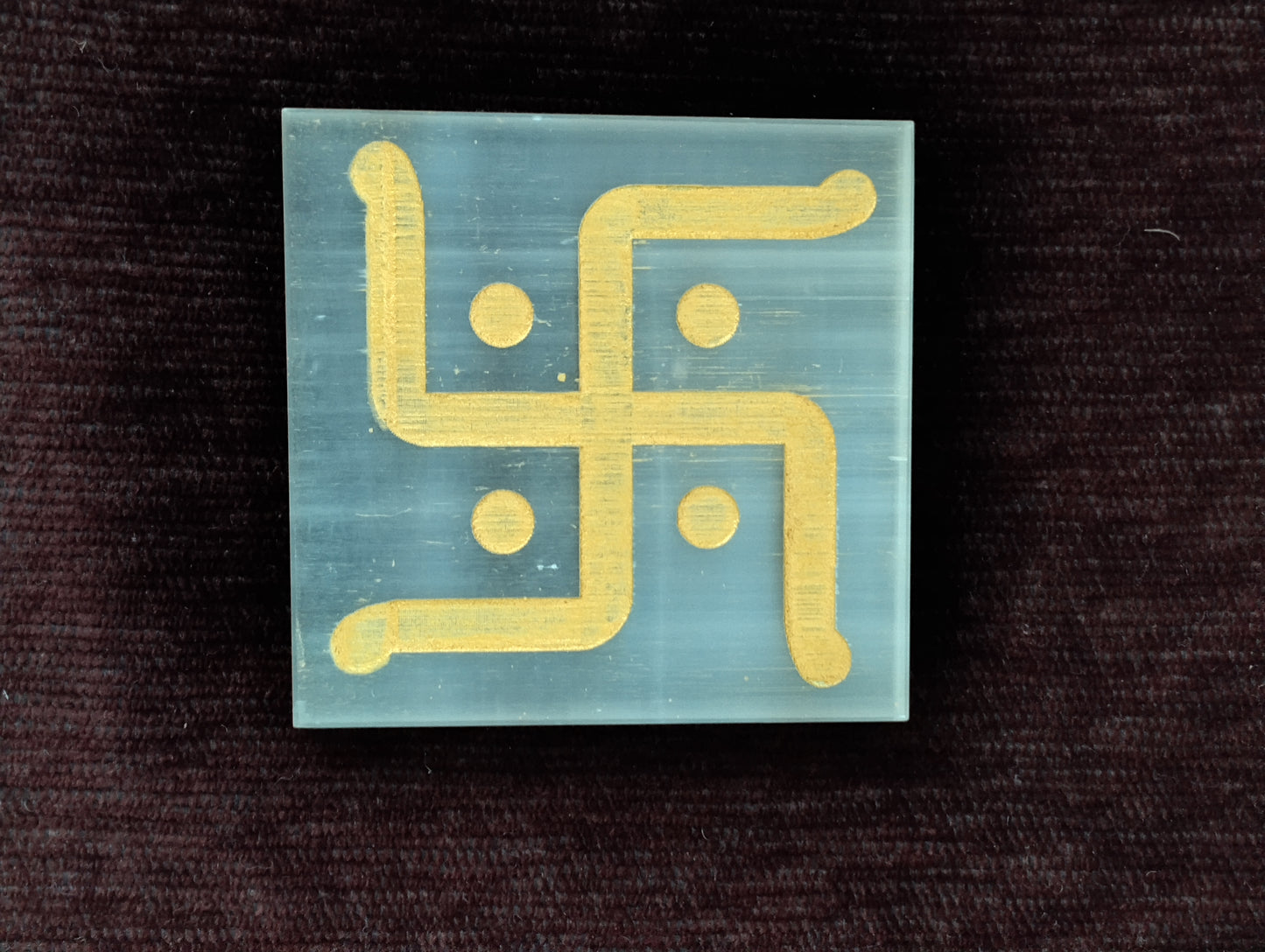 Swastik Engraved Selenite Plate