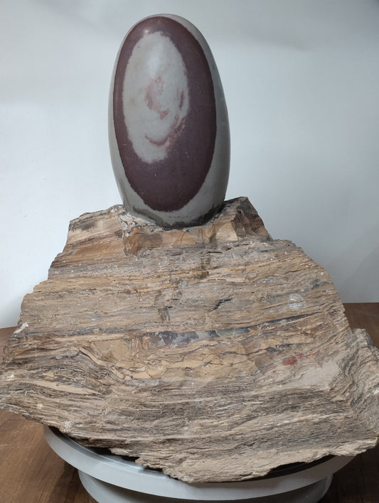 Natural Stone Shiva Lingam Sculpture on natural stone shape of mountain
