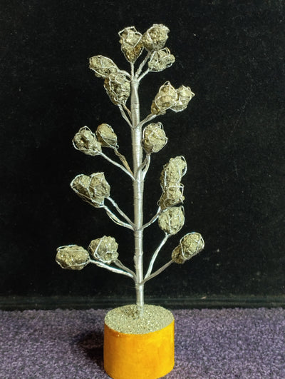 Pyrite tree in silver wire