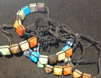 7 Chakra Natural Stone Pyramid Bracelet