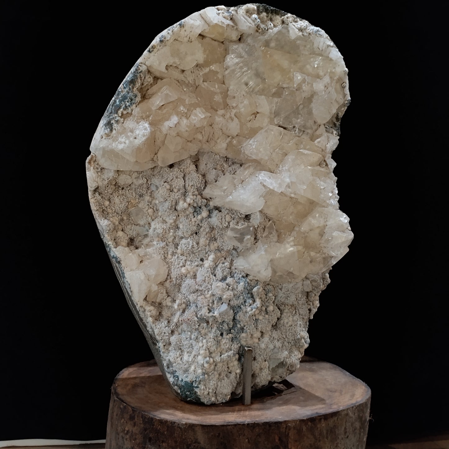 Celestial Clarity Quartz Cluster on Wooden Base