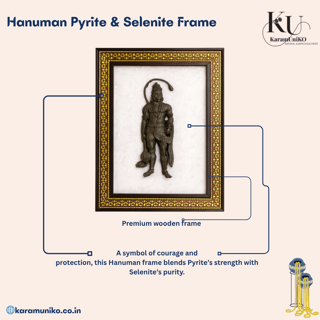 Hanuman Pyrite &amp; Selenite Frame – Karamuniko Divine Warrior Series