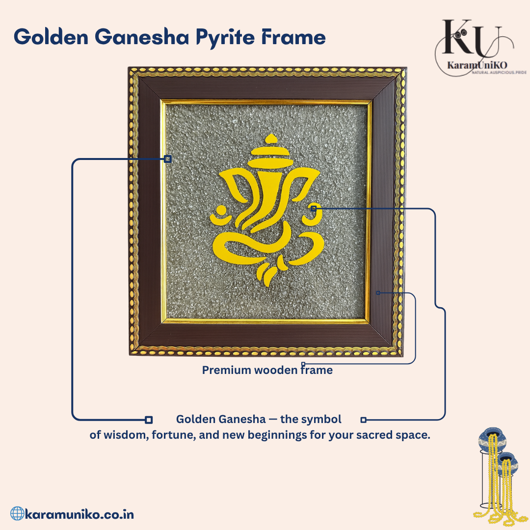 Golden Ganesha Pyrite Frame