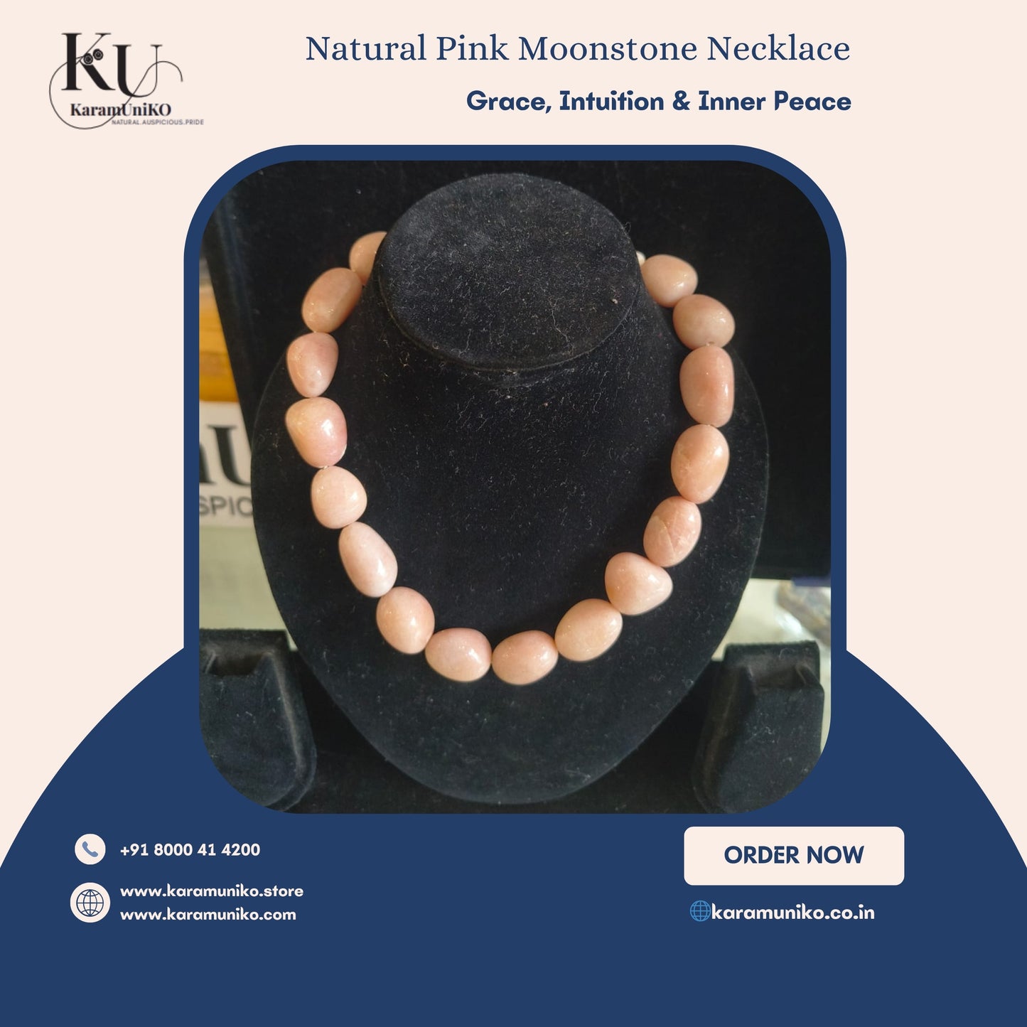 Natural Pink Moonstone Necklace
