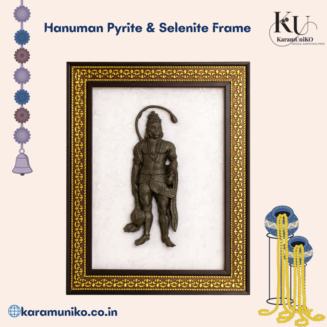 Hanuman Pyrite &amp; Selenite Frame – Karamuniko Divine Warrior Series