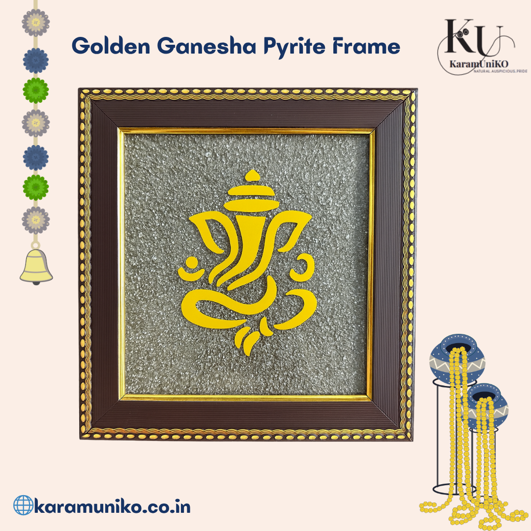 Golden Ganesha Pyrite Frame