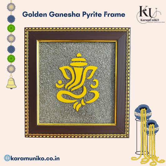 Golden Ganesha Pyrite Frame