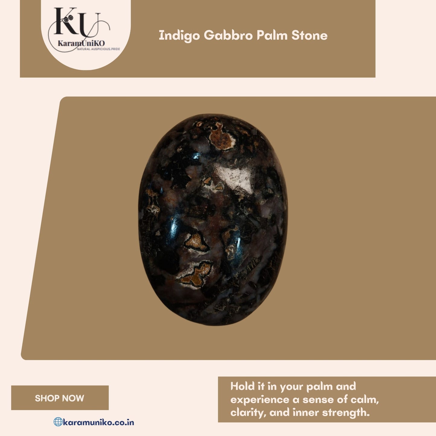 Indigo Gabbro Palm Stone – Intuition & Transformation Crystal