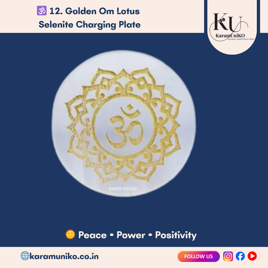 Golden Om Lotus Selenite Charging Plate