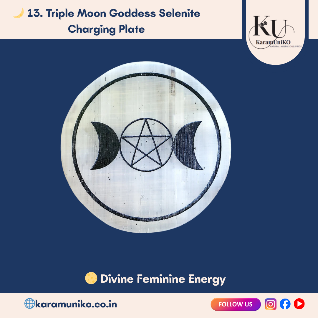 Triple Moon Goddess Selenite Charging Plate
