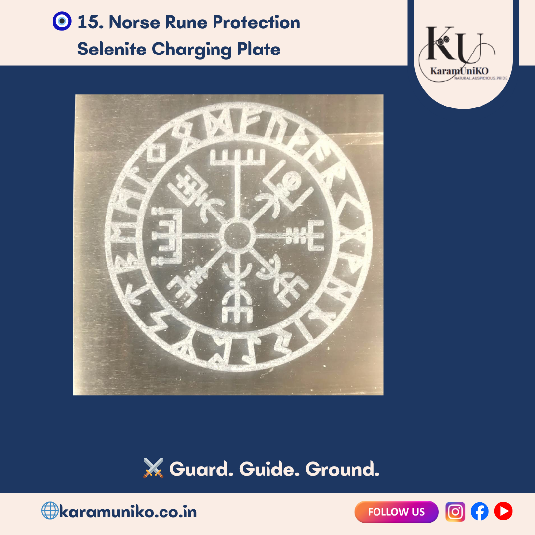 Norse Rune Protection Selenite Charging Plate