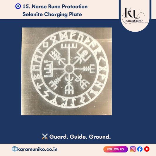 Norse Rune Protection Selenite Charging Plate