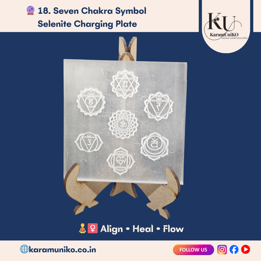Seven Chakra Symbol Selenite Charging Plate