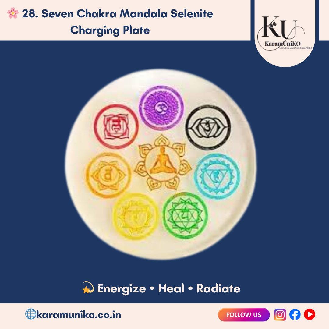 Seven Chakra Mandala Selenite Charging Plate