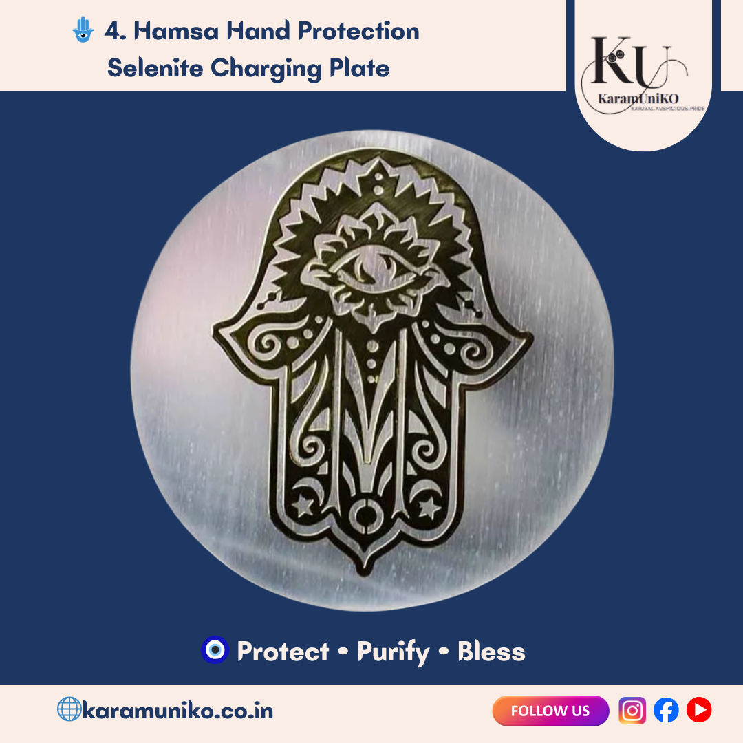 Hamsa Hand Protection Selenite Charging Plate