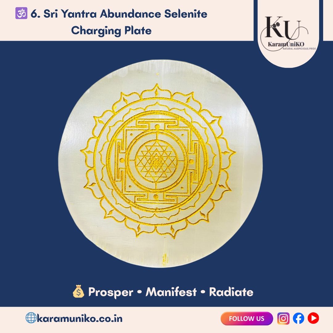 Sri Yantra Abundance Selenite Charging Plate