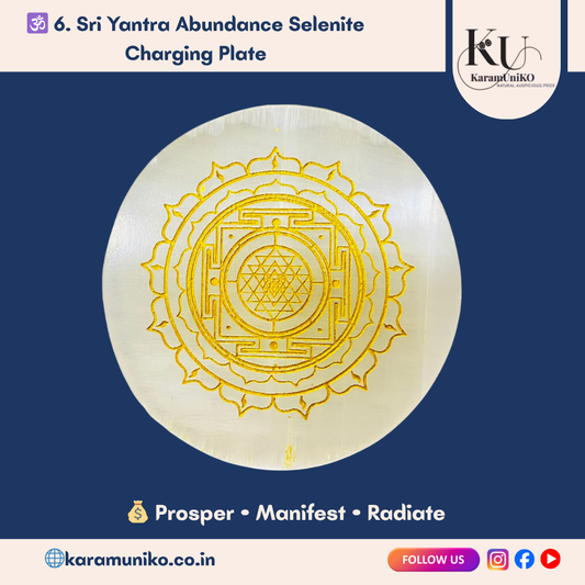Sri Yantra Abundance Selenite Charging Plate