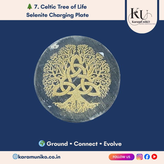 Celtic Tree of Life Selenite Charging Plate