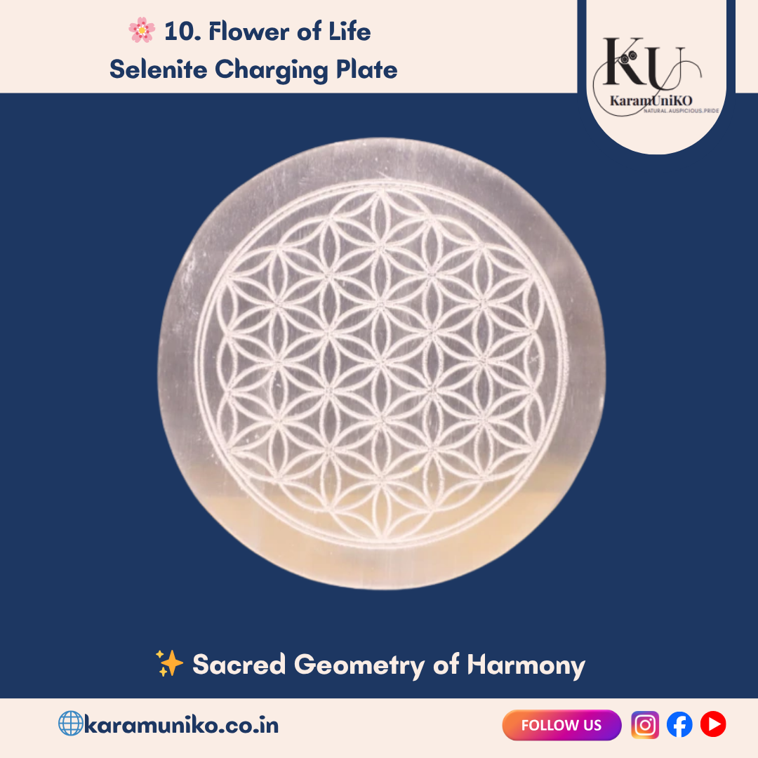 Flower of Life Selenite Charging Plate