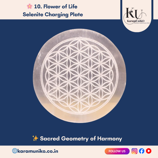 Flower of Life Selenite Charging Plate