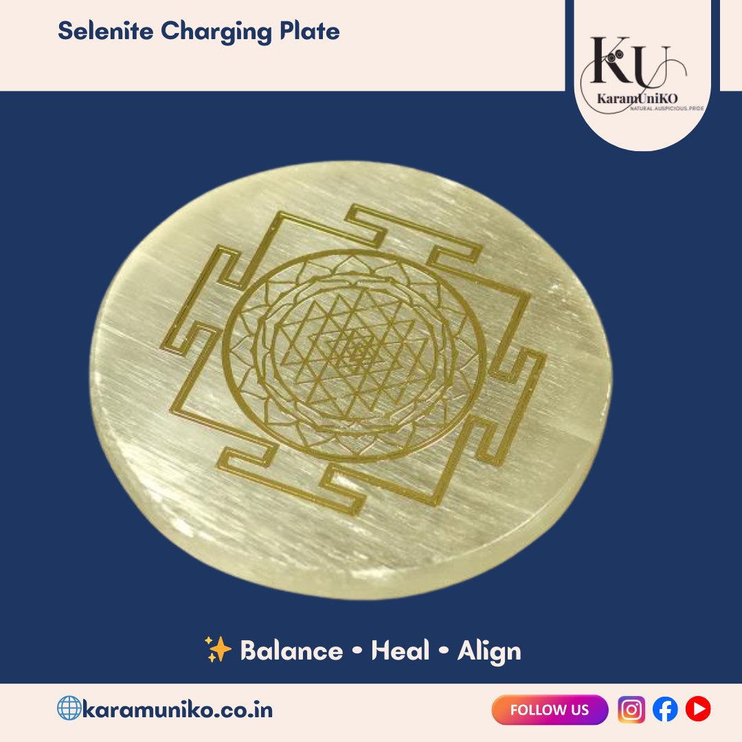 Sri Yantra Abundance Selenite Charging Plate