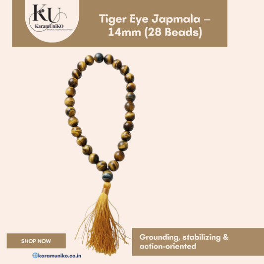 Tiger Eye Jaap mala – 14mm (28 Beads)