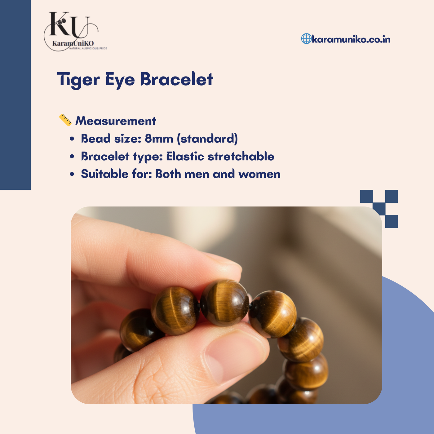 Tiger Eye Stone Bracelet 8mm