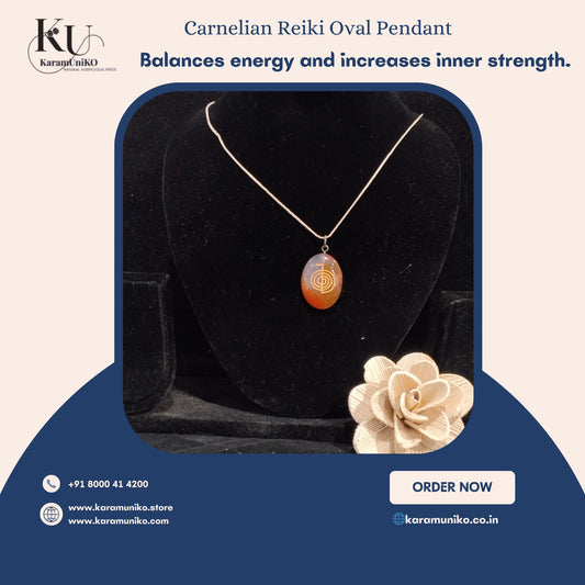 Carnelian Reiki Oval Pendant