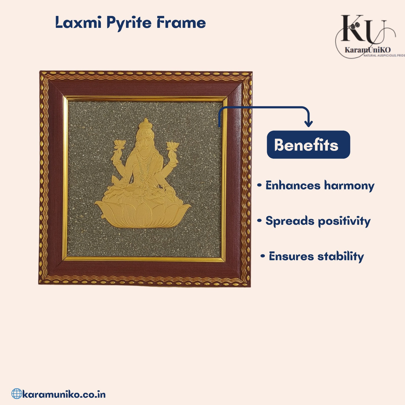 Lakshmi Pyrite Framed Metal Art – Divine Elegance in Golden Form