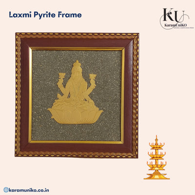 Lakshmi Pyrite Framed Metal Art – Divine Elegance in Golden Form