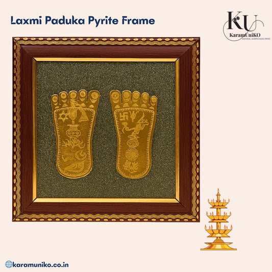 Lakshmi Paduka with Pyrite Frame – Divine Footprints of Prosperity and Grace
