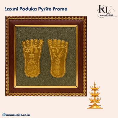 Lakshmi Paduka with Pyrite Frame – Divine Footprints of Prosperity and Grace