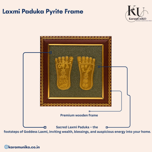 Lakshmi Paduka with Pyrite Frame – Divine Footprints of Prosperity and Grace