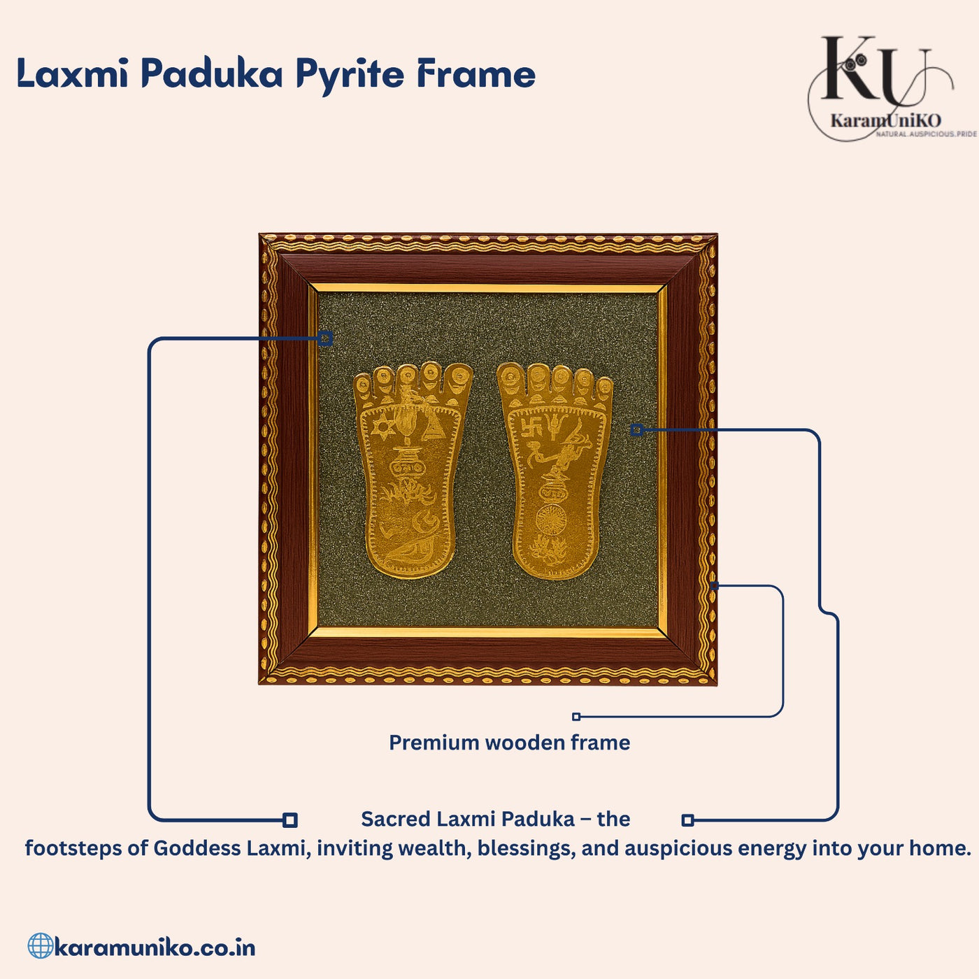 Lakshmi Paduka with Pyrite Frame – Divine Footprints of Prosperity and Grace