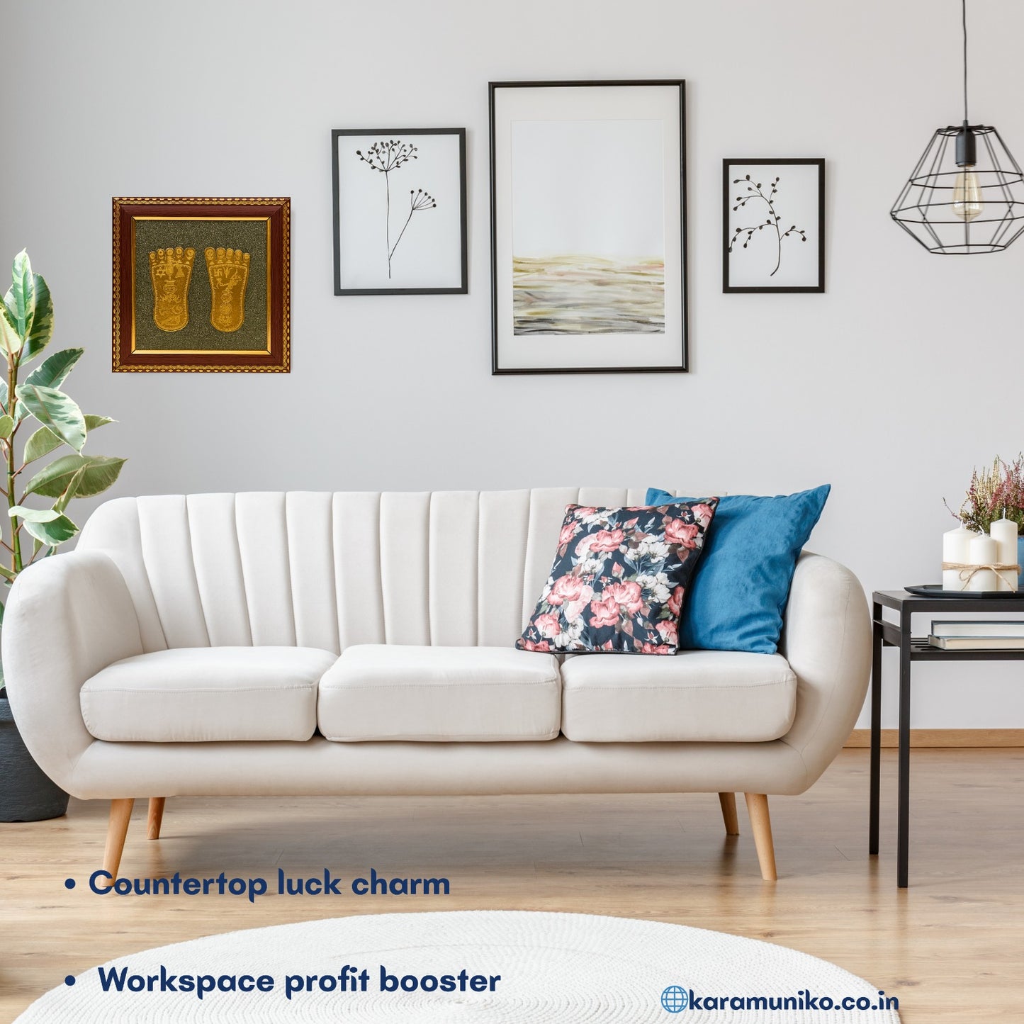 Lakshmi Paduka with Pyrite Frame – Divine Footprints of Prosperity and Grace